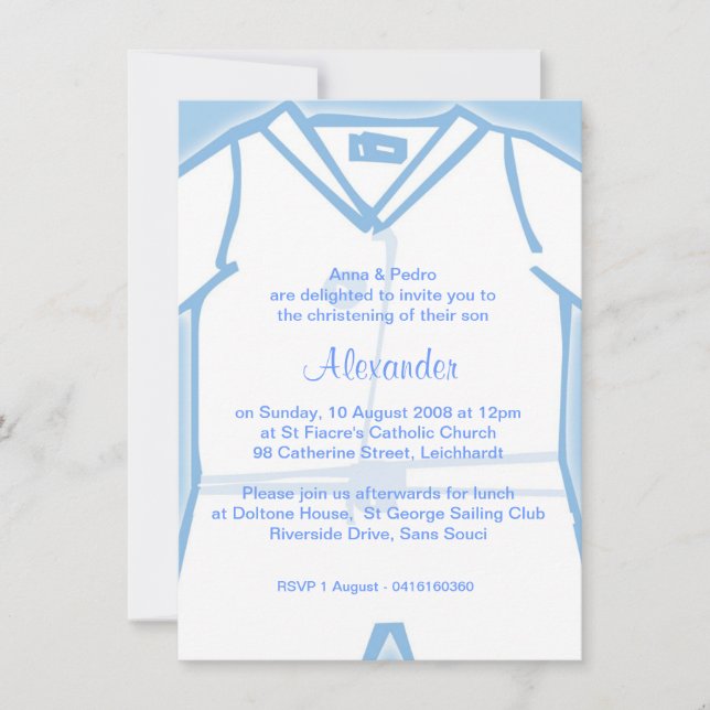 Invitaciones azules del bautizo de Little Boy (Anverso)