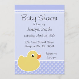 Invitaciones azules Ducky de goma de Baby Shower