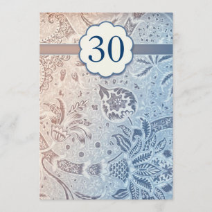 invitaciones azules elegantes para 30 aniversario 