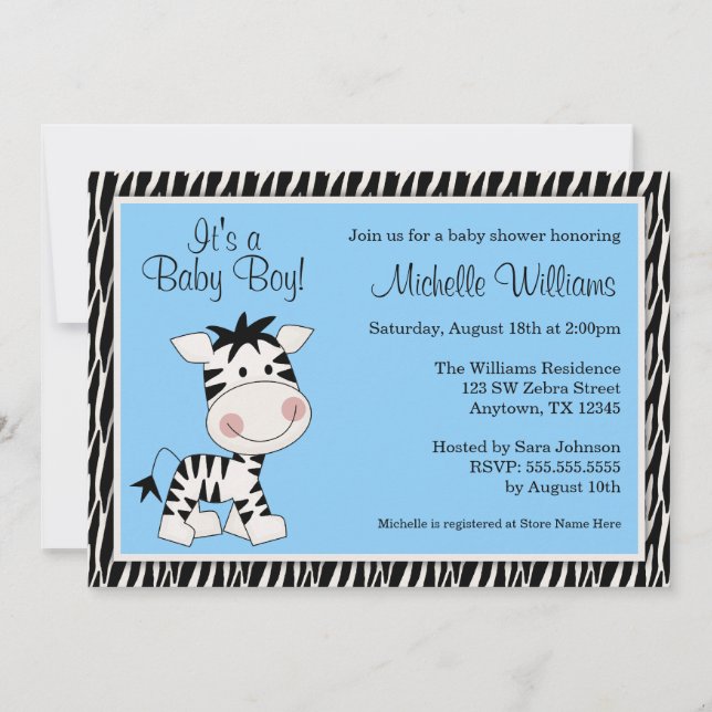 Invitaciones azules lindas de Baby Shower del (Anverso)