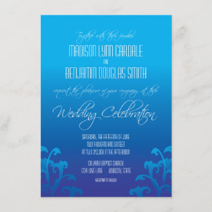 Invitaciones azules modernas de la boda del