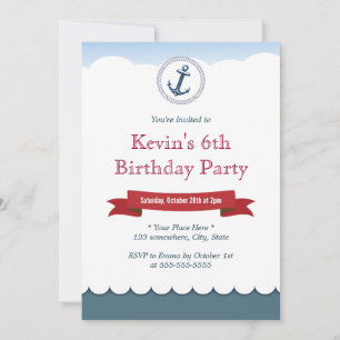 Invitaciones azules náuticas del cumpleaños del