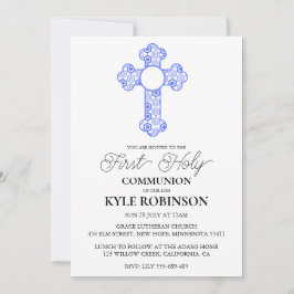 invitaciones azules para primera comunión