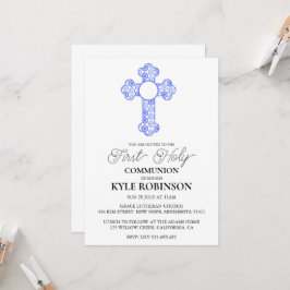 invitaciones azules para primera comunión