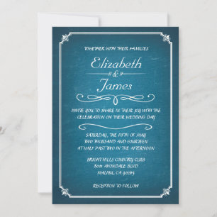 Invitaciones azules y blancas de la boda de la