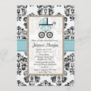 Invitaciones azules y negras de Baby Shower del