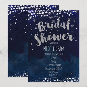 Invitaciones azules y plateadas con estrellas para