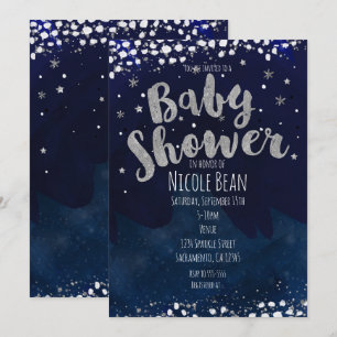 Invitaciones azules y plateadas de Baby Shower par