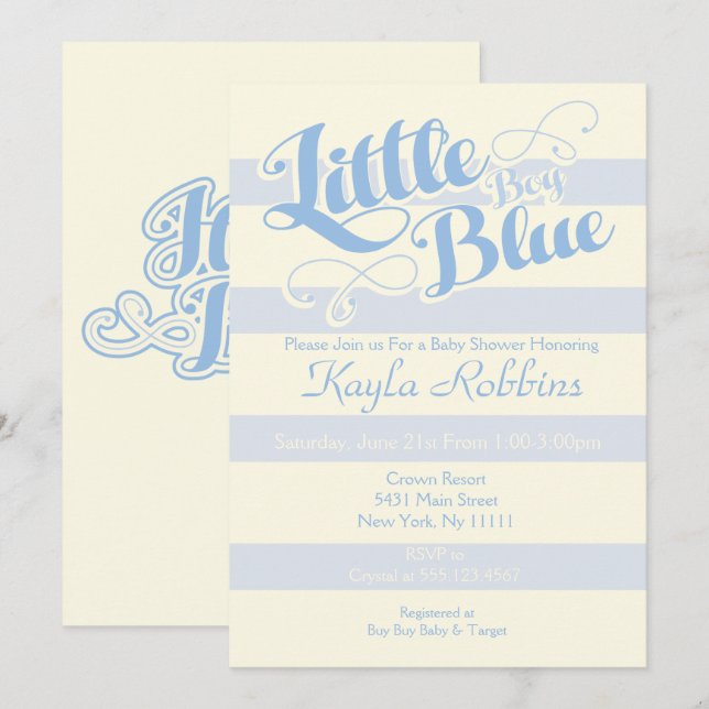 Invitaciones Baby Shower, Little Boy Blue (Anverso / Reverso)