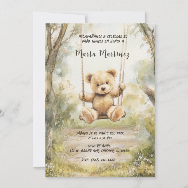 Invitaciones Baby Shower vintage imprimibles (Anverso)