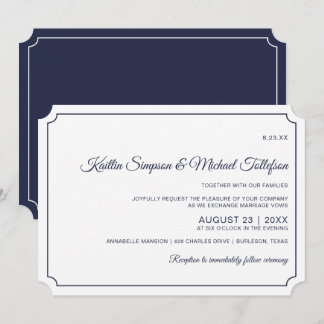 Invitaciones básicas a la boda fronteriza (azul ma