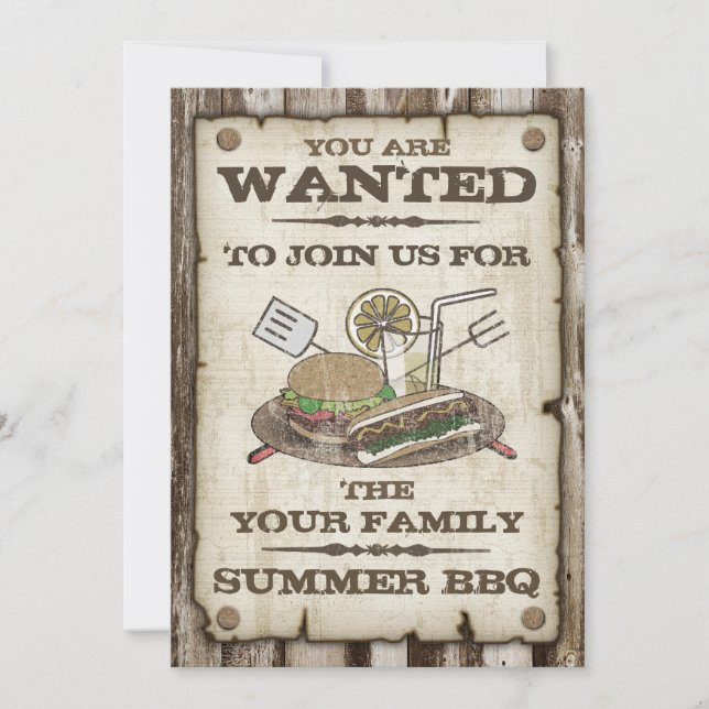 Invitaciones BBQ de estilo deseado (Anverso)