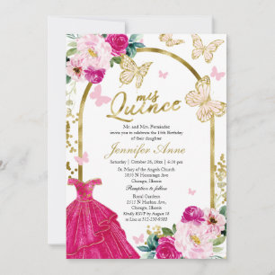 Invitaciones Bilingües Butterfly Quince Rosa Brill