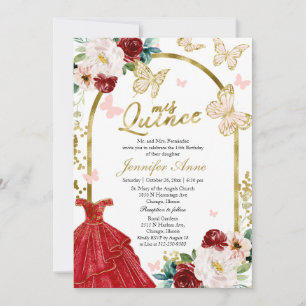Invitaciones Bilingües Vestido Rojo de Membrillo M