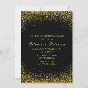 invitaciones Black Friendsmas Brillo Dorado