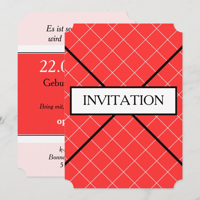 Invitaciones blancas rojas (Anverso / Reverso)
