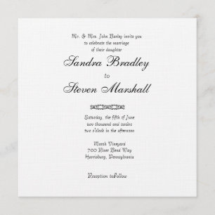 Invitaciones blancas simples de la boda