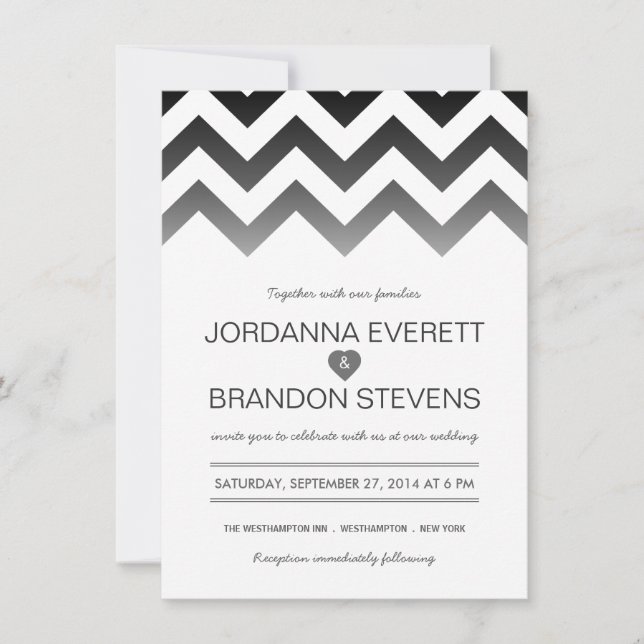 Invitaciones blancos y negros de la boda de (Anverso)