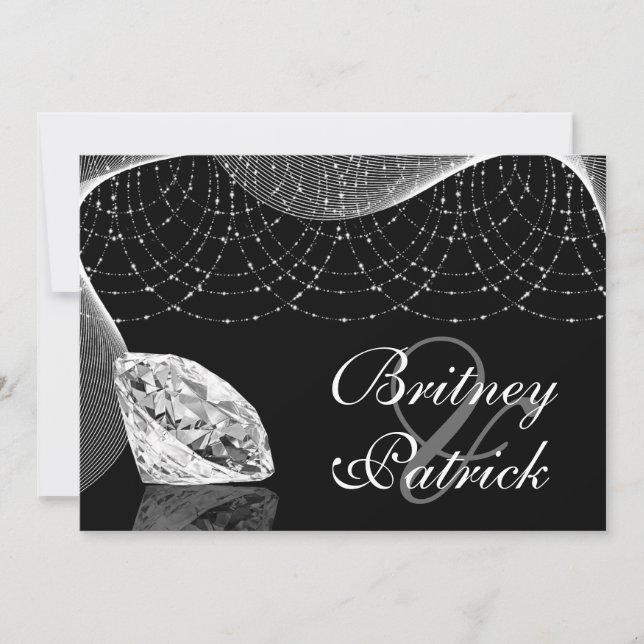 Invitaciones blancos y negros de la boda de (Anverso)