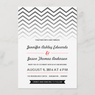 Invitaciones blancos y negros de la boda de Ombre