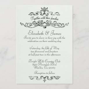Invitaciones blancos y negros de lujo simples de