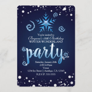 Invitaciones Blue Magical Swirls Winter Wonderland