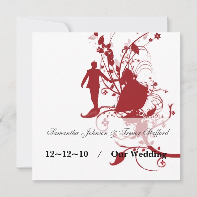 Invitaciones Bodas rojas y blancas (Anverso)