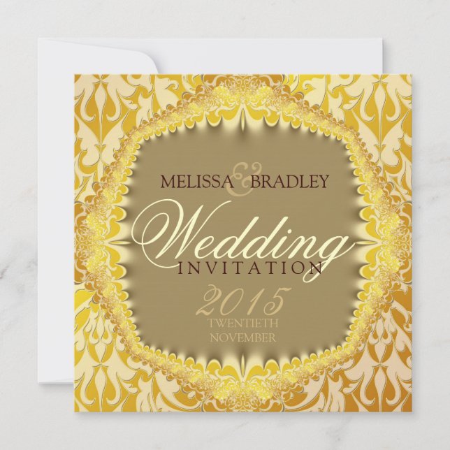 Invitaciones bohemias a bodas de vintage damascas (Anverso)