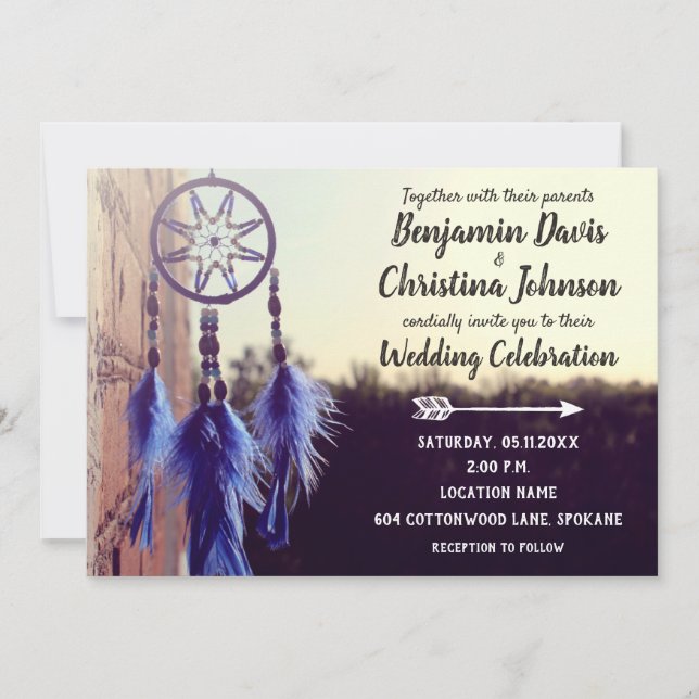 Invitaciones bohemias a la boda (Anverso)