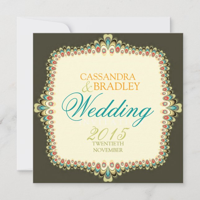 Invitaciones bohemias de bodas de vintage moderno (Anverso)