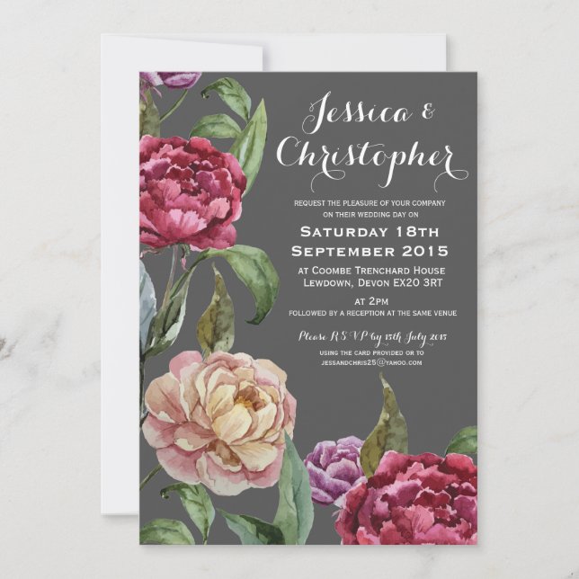 Invitaciones bohemias de matrimonio personalizado  (Anverso)
