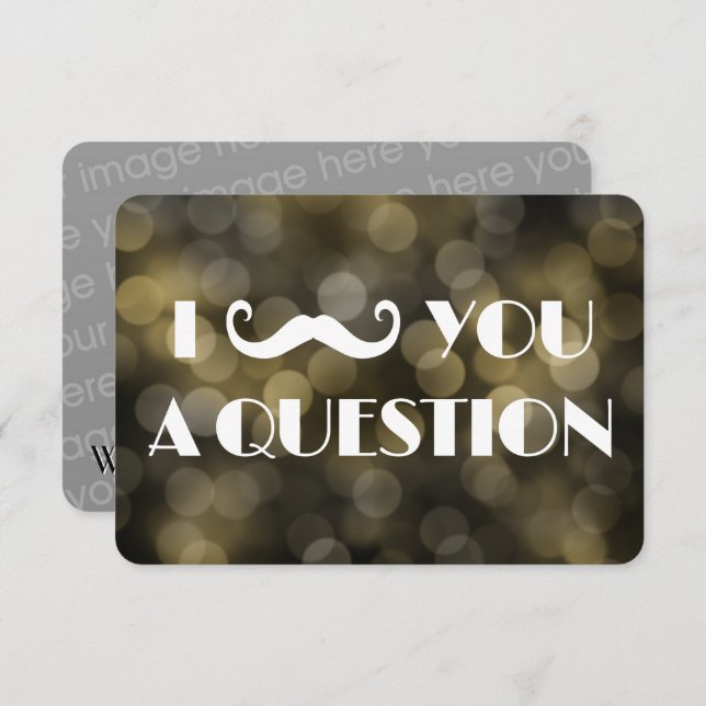 Invitaciones Bokeh Luces Bigote Te Hago Una Pregun (Anverso / Reverso)