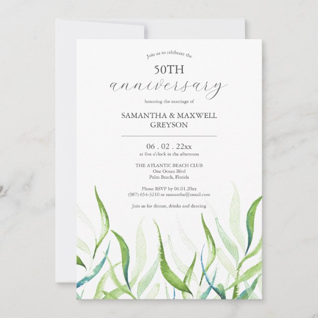 Invitaciones botánicas al 50° aniversario de Boda (Anverso)