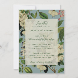 INVITACIONES BOTÁNICAS DE BODA - AZUL DE HUEVO DE 