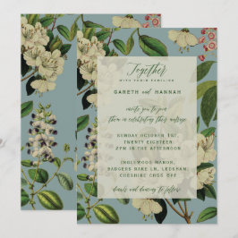 INVITACIONES BOTÁNICAS DE BODA - AZUL DE HUEVO DE 