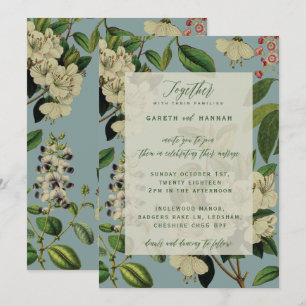 INVITACIONES BOTÁNICAS DE BODA - AZUL DE HUEVO DE 