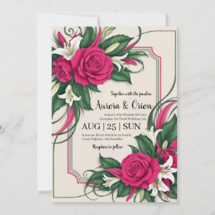 invitaciones botánicas de bodas florales de color