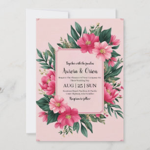 invitaciones botánicas de bodas florales de color