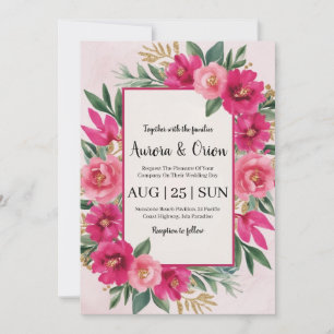 invitaciones botánicas de bodas florales de color