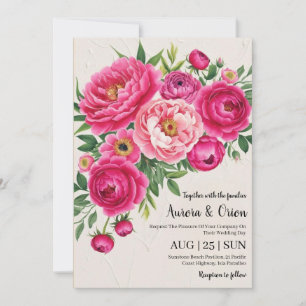 invitaciones botánicas de bodas florales de color