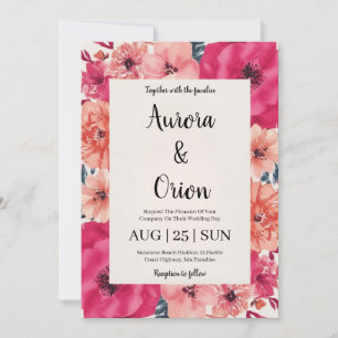 invitaciones botánicas de bodas florales de color
