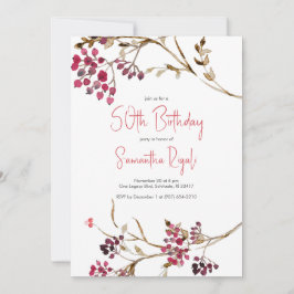 Invitaciones Botánicas Rústicas para 50 Cumpleaños