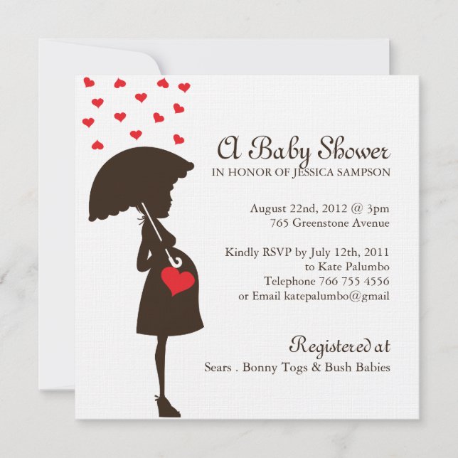 Invitaciones caprichosas de Baby Shower (Anverso)