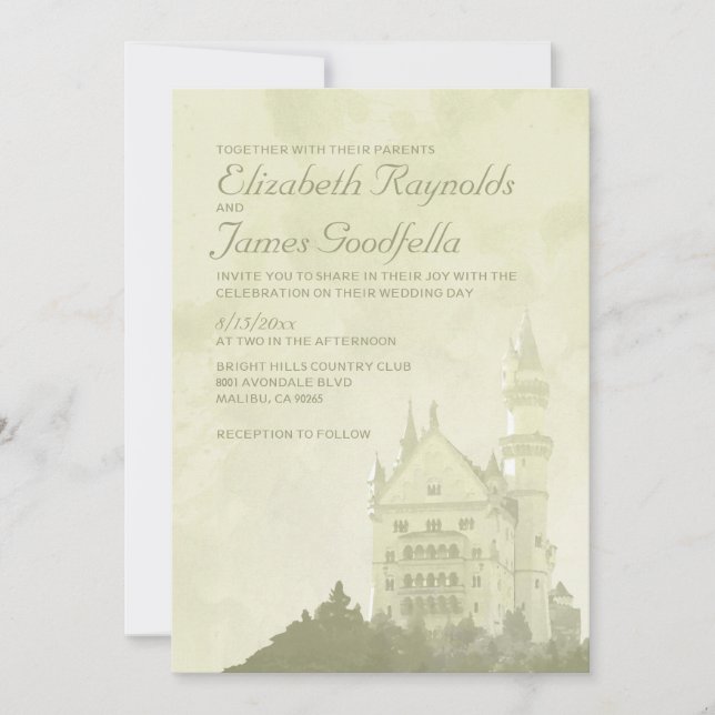 Invitaciones caprichosas de la boda del castillo (Anverso)