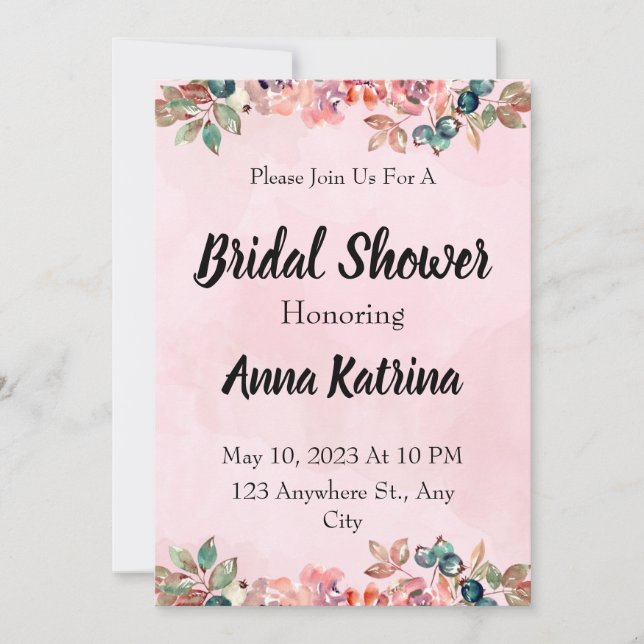 Invitaciones caseras baratas de flores rosadas esp (Anverso)
