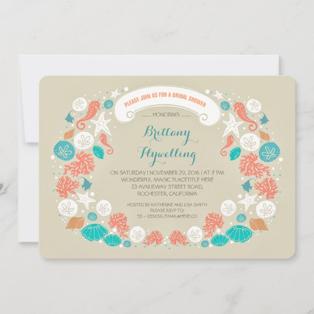 Invitaciones casuales a la ducha de novia en la pl (Anverso)