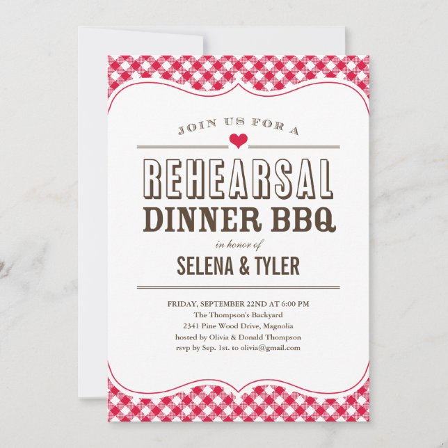 Invitaciones casuales de la cena del ensayo del (Anverso)