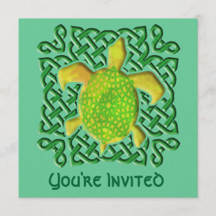 Invitaciones célticas verdes de la tortuga del