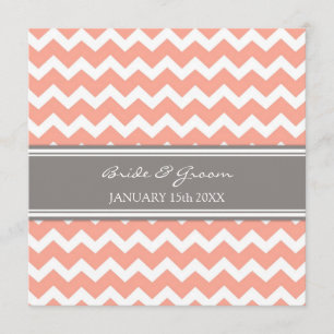 Invitaciones Chevron gris coralino de la boda