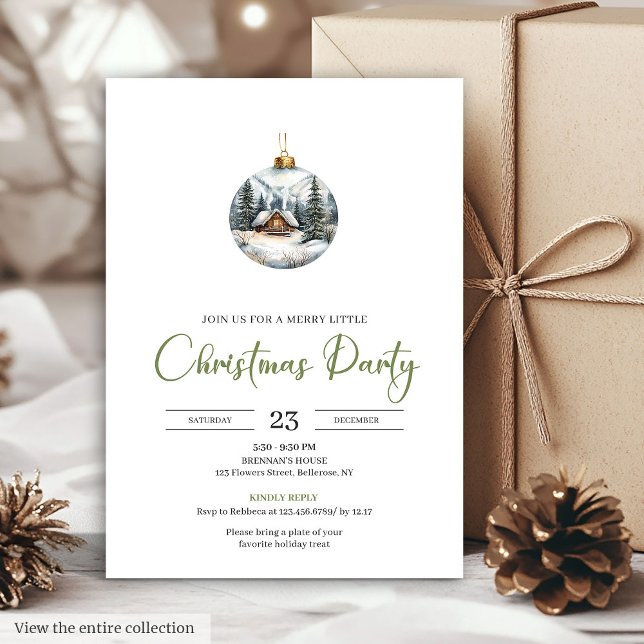 Invitaciones Chic Boho Acogedoras Escena Invernal  (Chic Boho Cozy Winter Scene Deer Christmas Invitation)